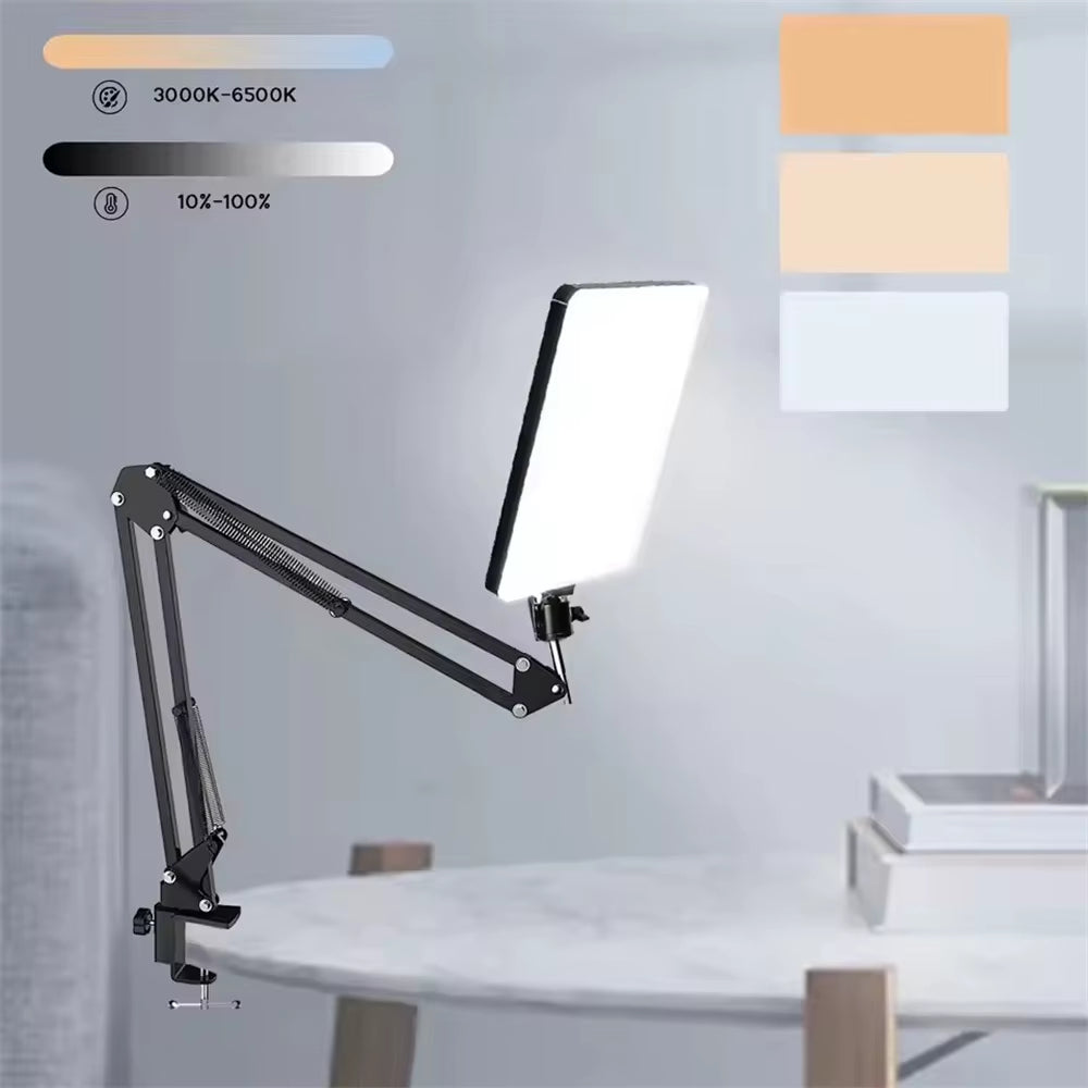 LED Photography Light Selfie Lights 3000K-6500K Photo Studio Lamp with Scissor Arm Stand for Zoom Youtube Live Stream