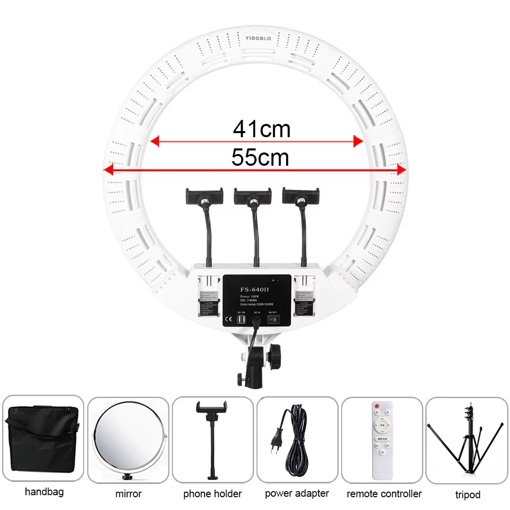 Professional 22Inch Led Ring Lamp with Tripod 100W  FS640II Ring Lights for Makeup Tattoo Video Photo Studio Stream CRI95