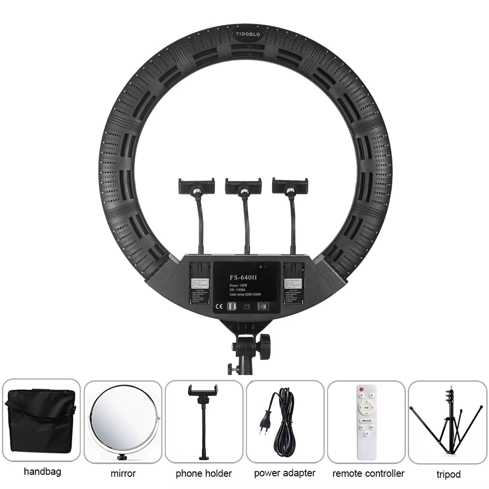 Professional 22Inch Led Ring Lamp with Tripod 100W  FS640II Ring Lights for Makeup Tattoo Video Photo Studio Stream CRI95