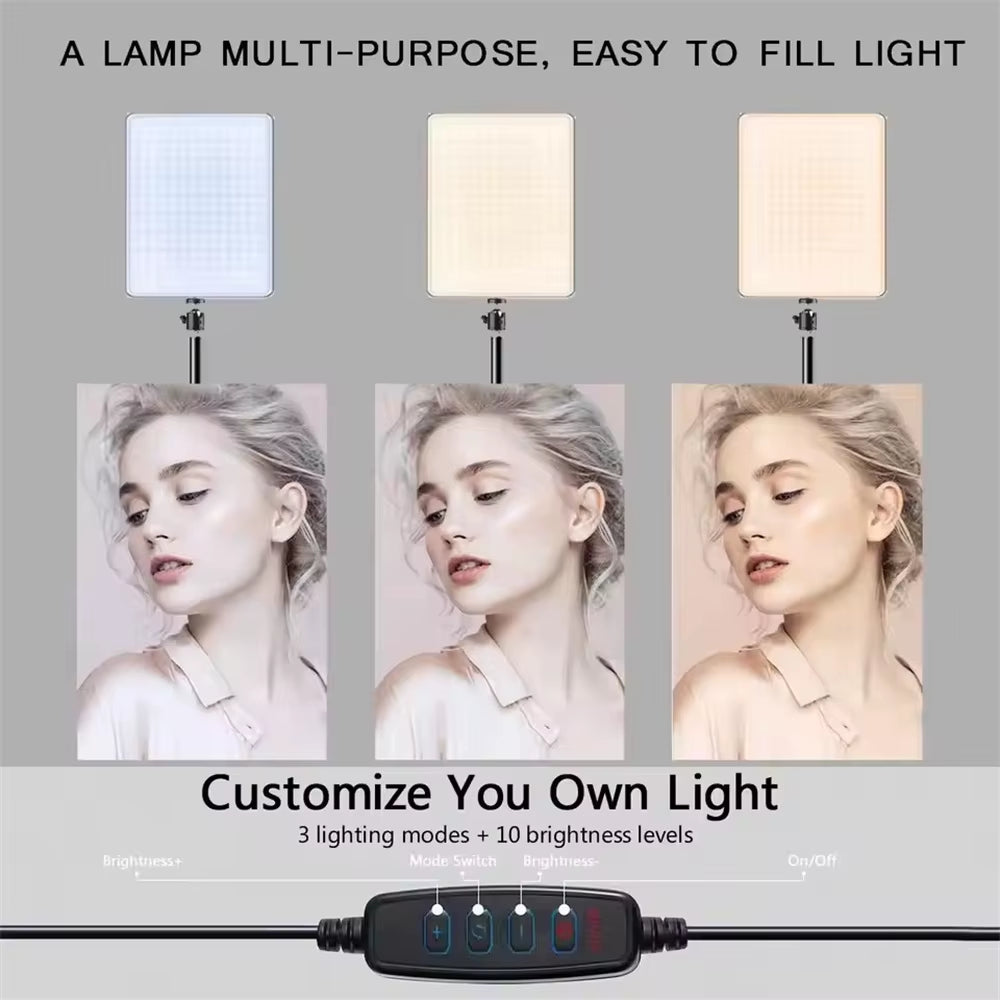 LED Photography Light Selfie Lights 3000K-6500K Photo Studio Lamp with Scissor Arm Stand for Zoom Youtube Live Stream